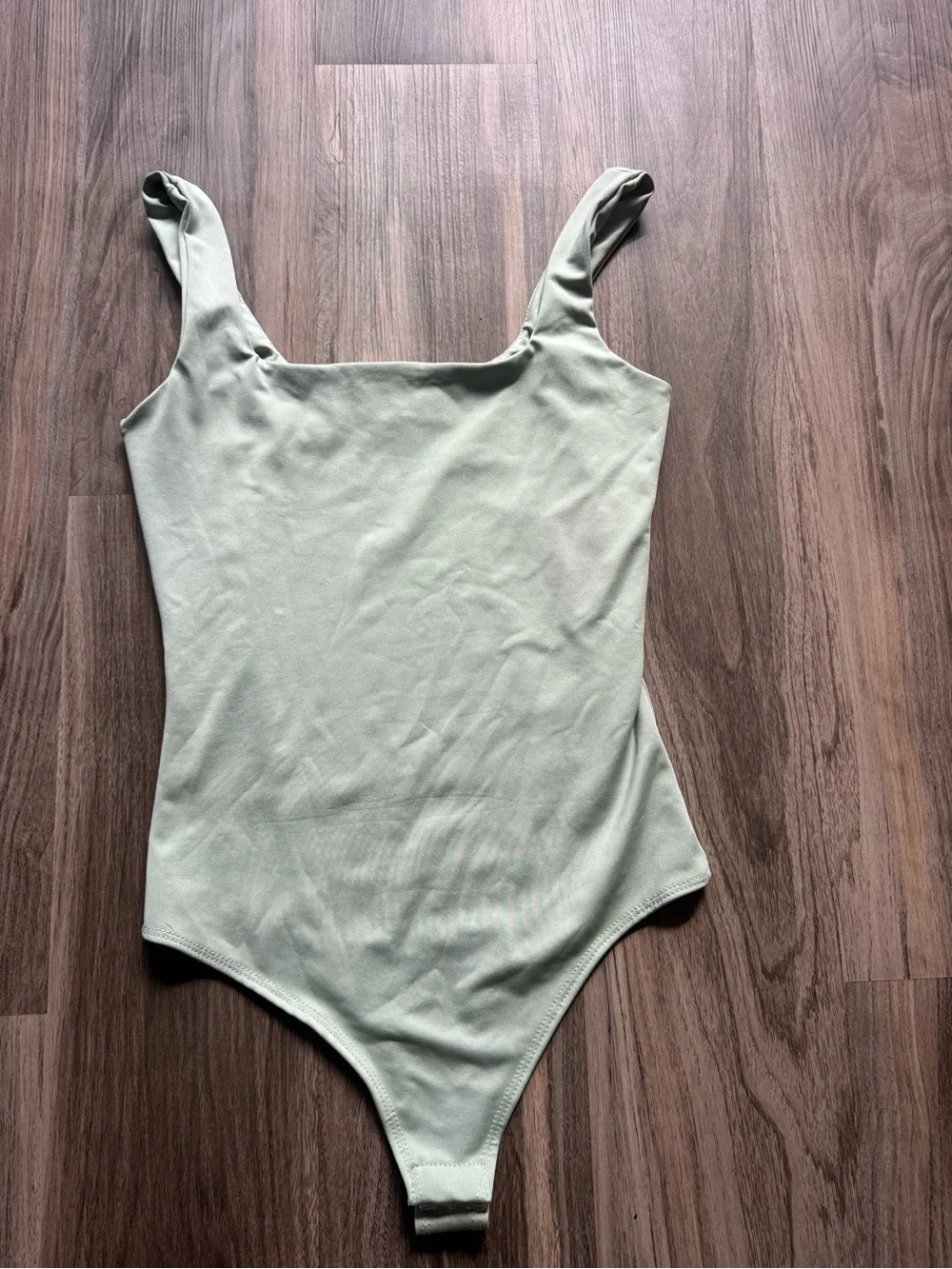 Free People Sage Green Square-Neck Bodysuit